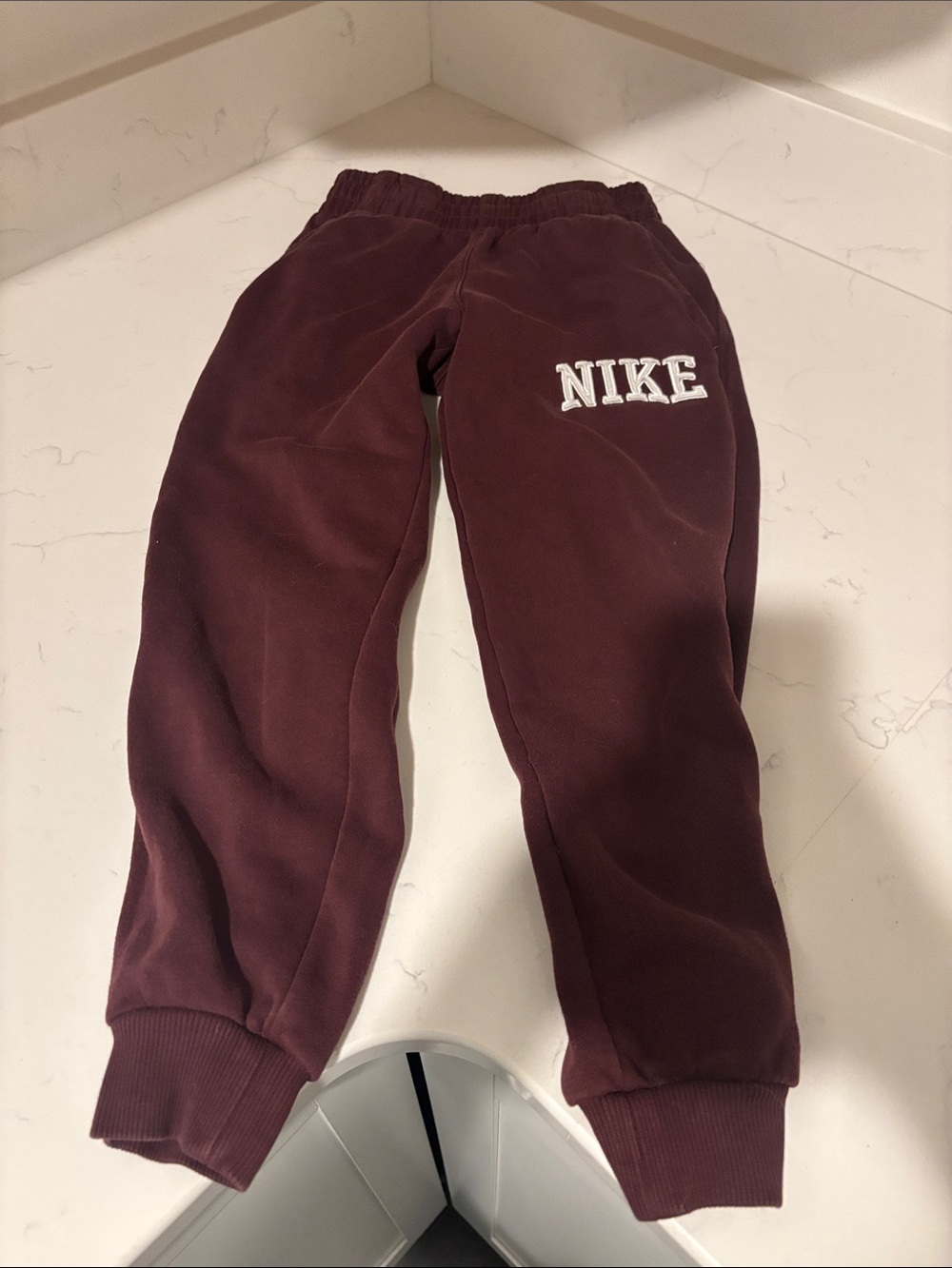 Nike Kids Maroon Sweat Joggers with White Logo